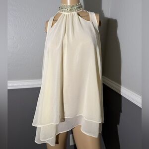 River Island Cream Asymmetrical Embellished Blouse
